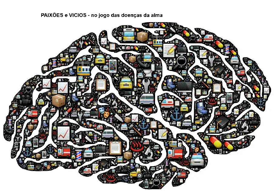 Imagem de uma mente com muita informação indicando paixões e vicios no jogo das doenças da alma